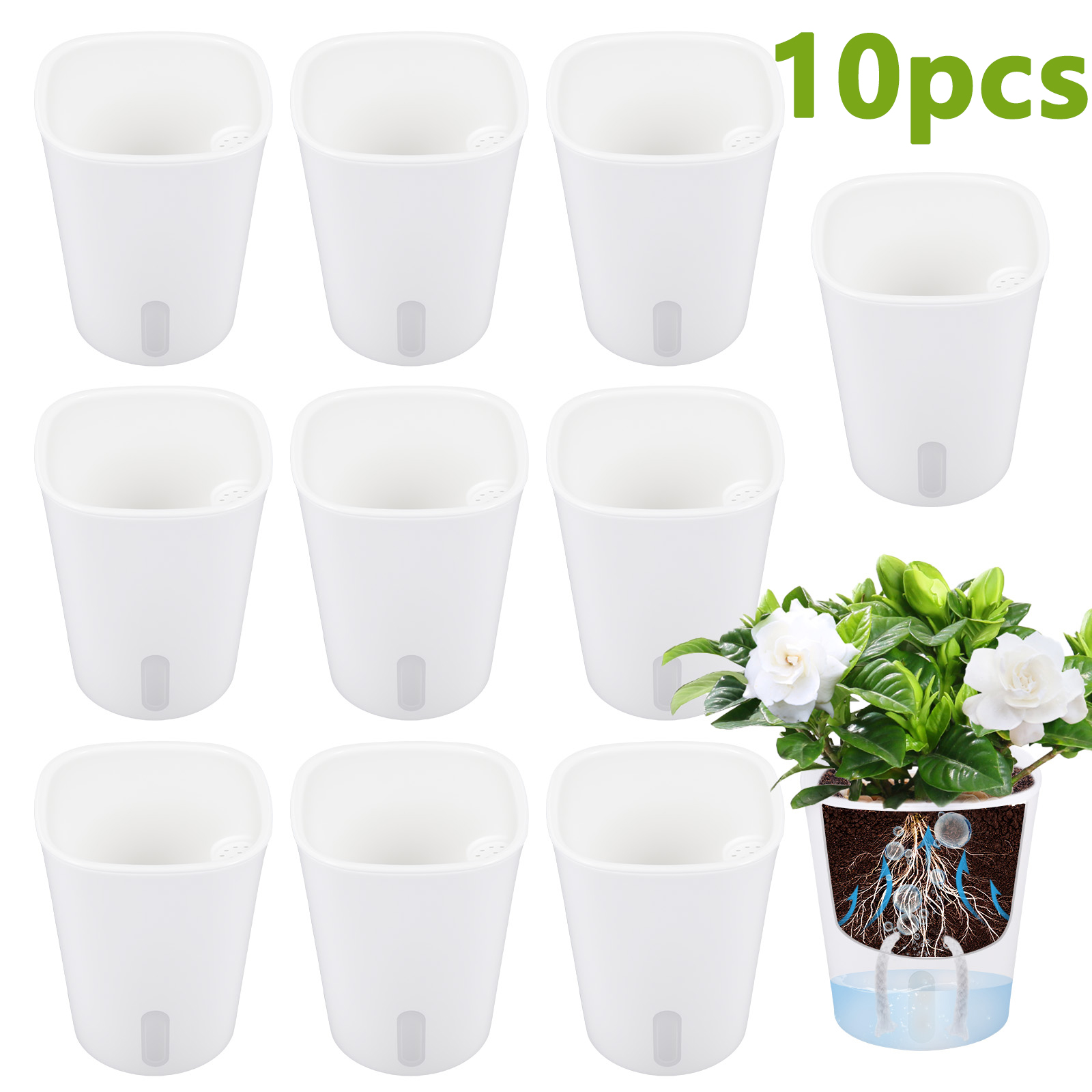 Aloe Vera Pot - 10 Buah Pot Bunga Plastik Penyiraman