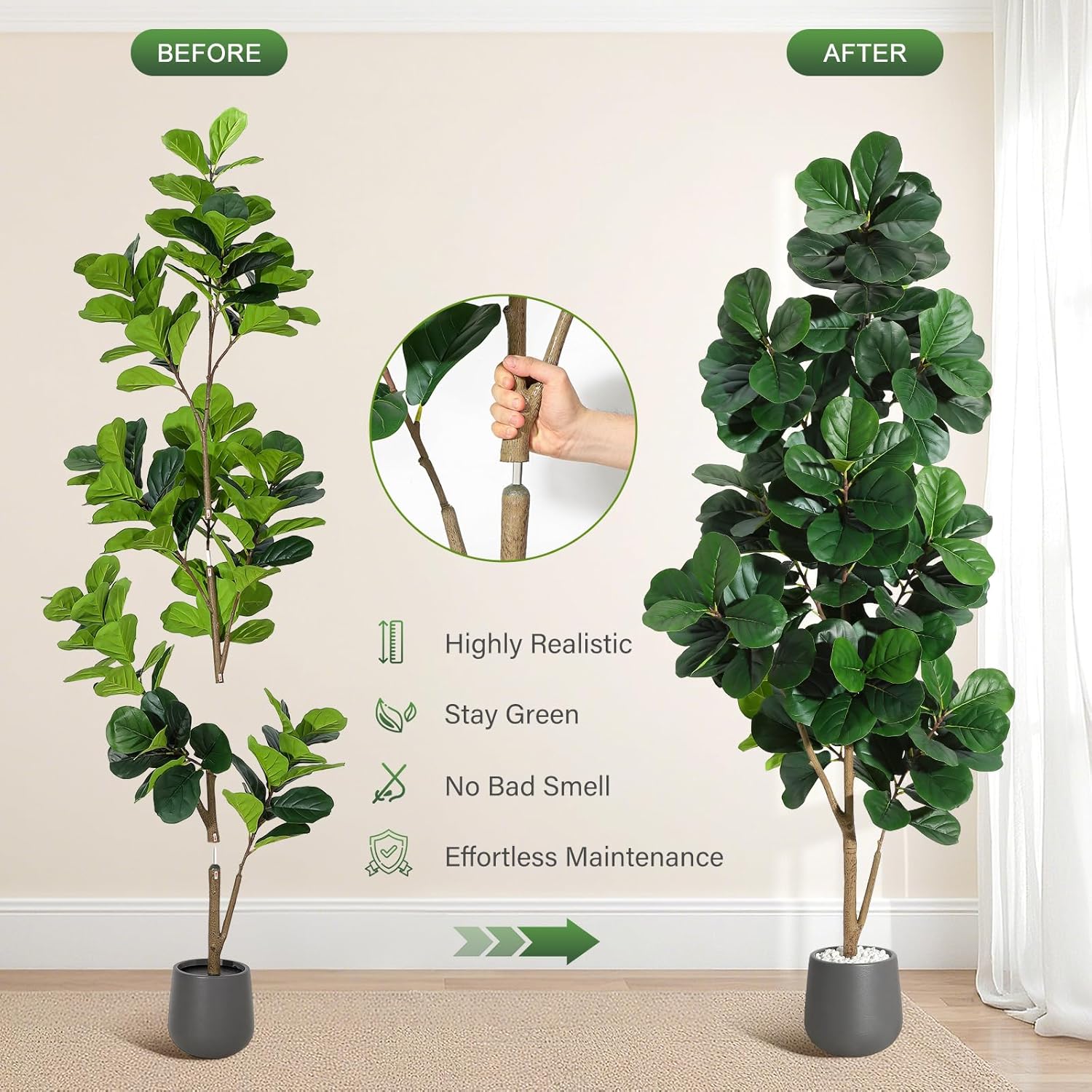 Pohon Ficus Lyrata Buatan 4FT/ - Ficus Lyrata Tree ulasan dan harga